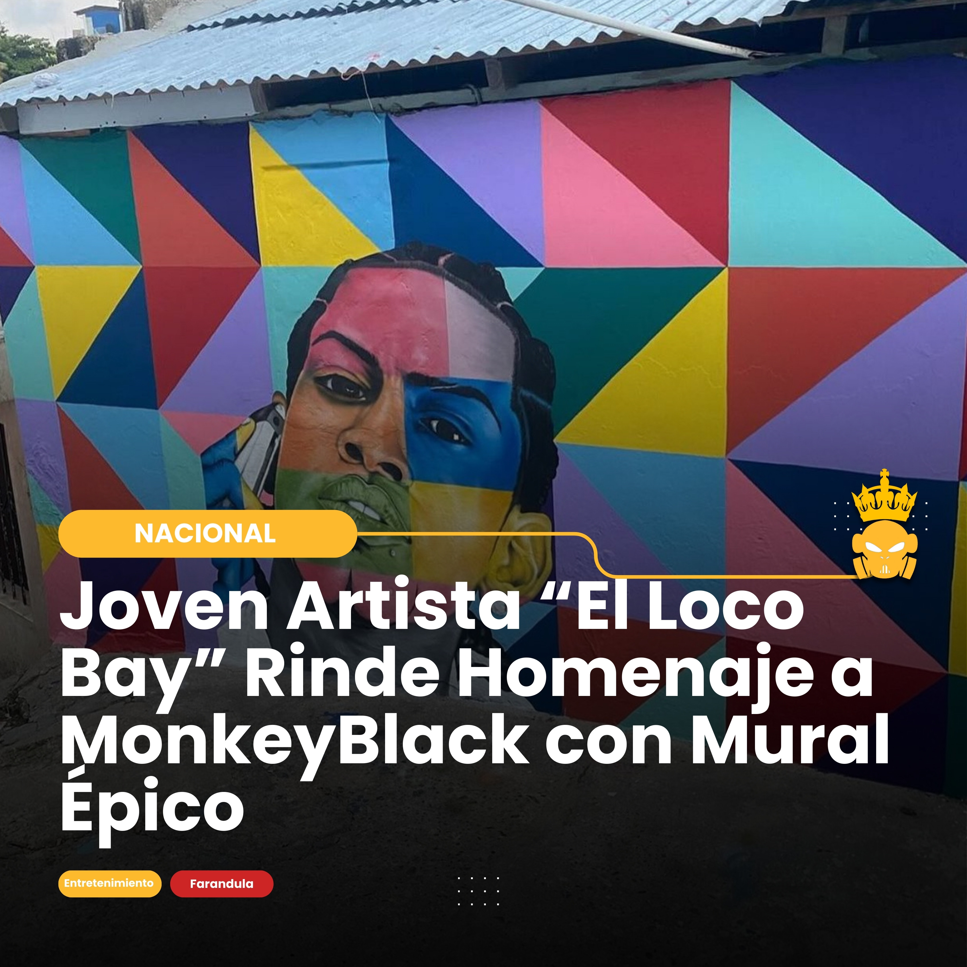 Joven Artista “El Loco Bay” Rinde Homenaje a MonkeyBlack con Mural Épico